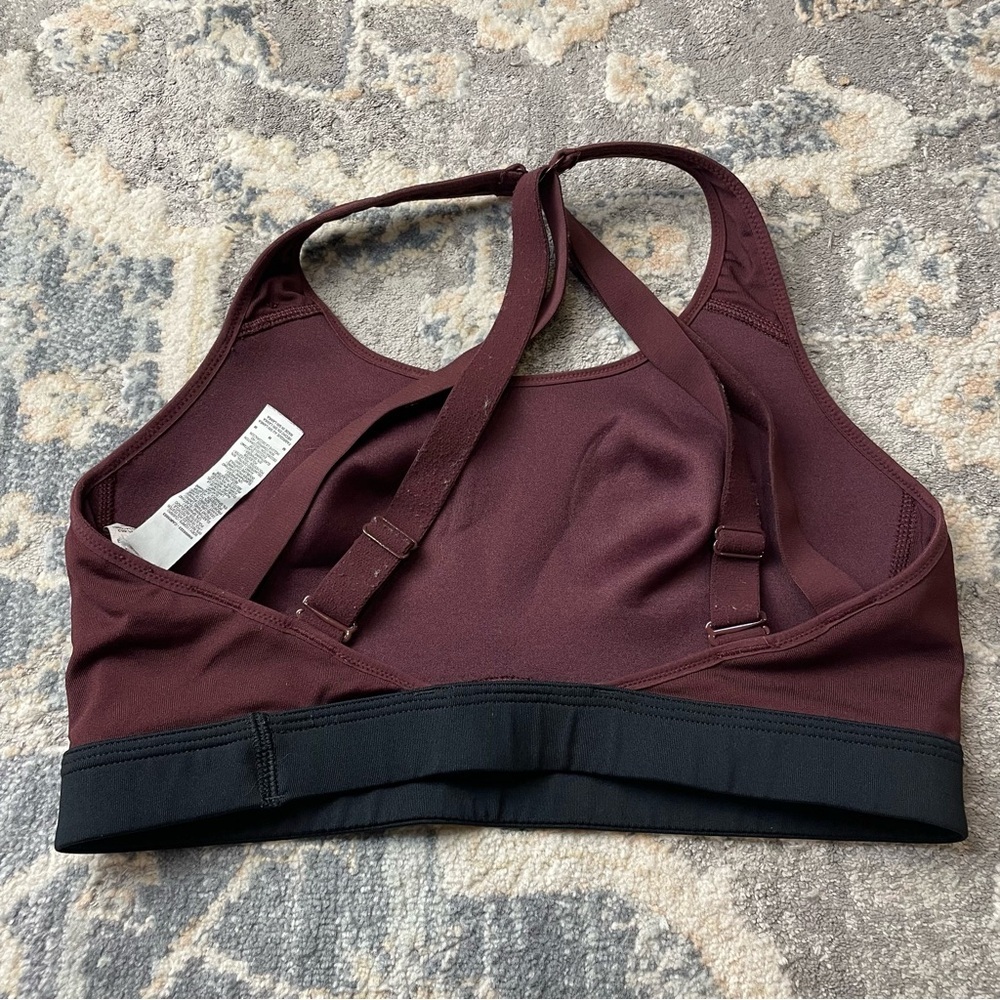Nike Women's Dark Red and Black Sports Bra - Picture 5 of 5